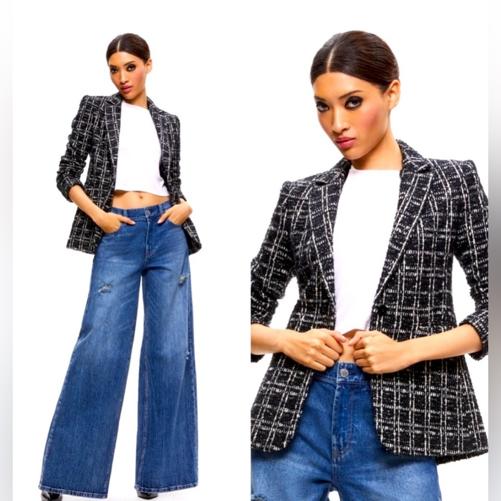 NWT Alice + Olivia Macey Plaid Blazer, Size 2